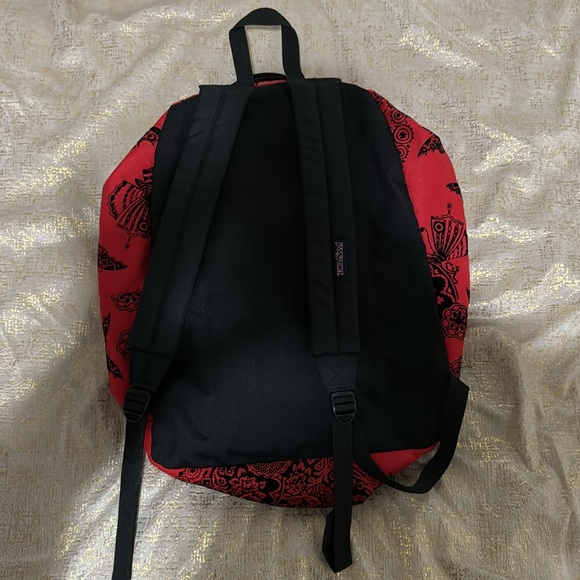 Jansport Velvet Butterfly Superbreak Backpack Red and Black | Back to School - Picture 3 of 3